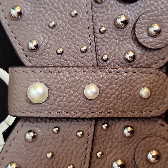 Kate Spade Butterfly Keychain Credit Card Wallet Studs Pearls LN Leather - Picture 3 of 6